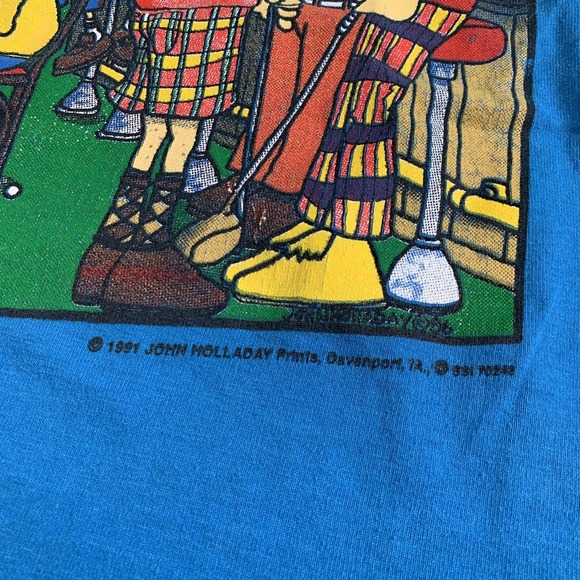 Vintage 19th Hole Golf Graphic Shirt Mens XL Blue SSI 1991 Bar Cartoon Made USA - Picture 4 of 12